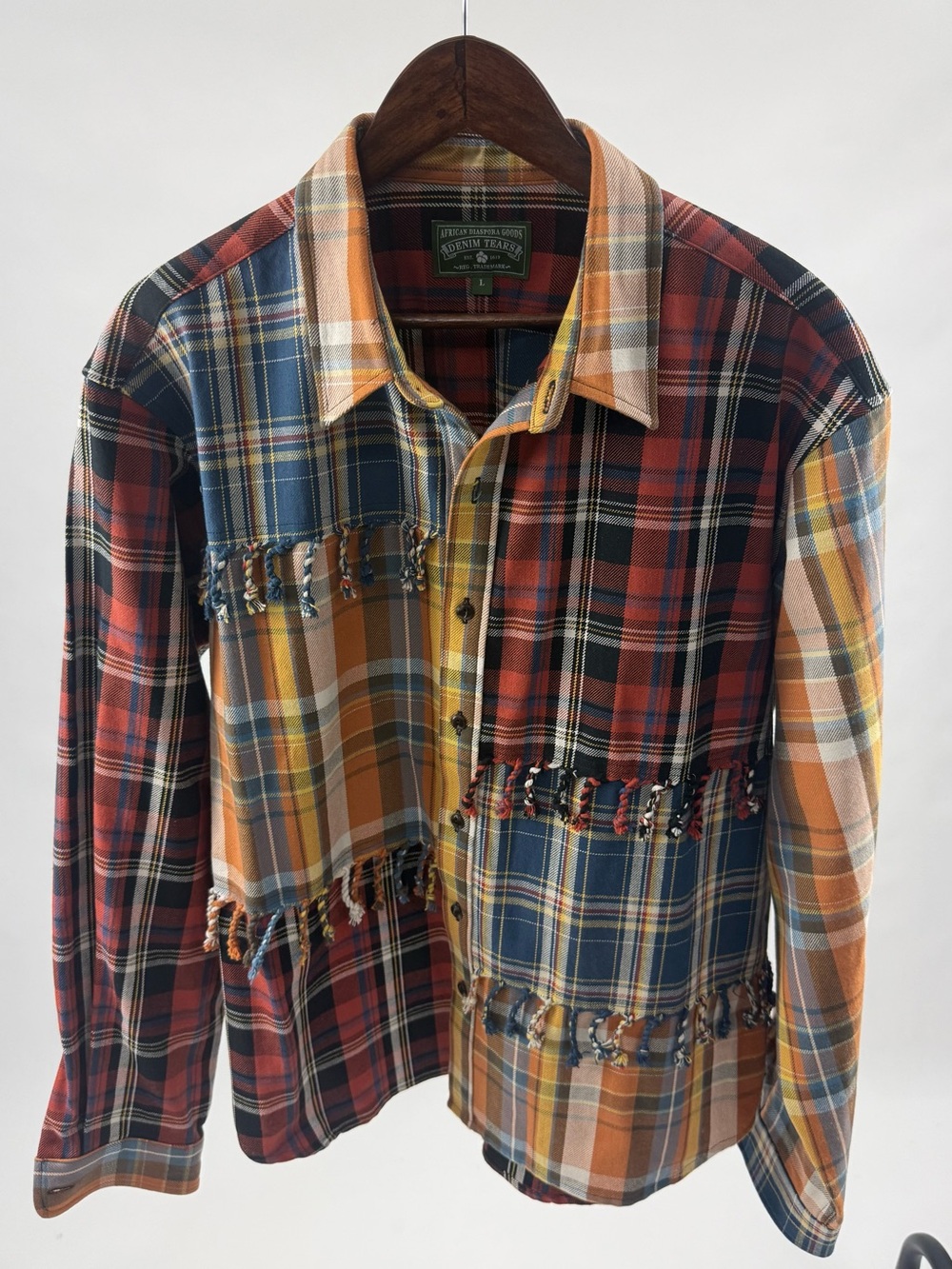 Patchwork Plaid Button-Front Shirt Jacket - Multicolor